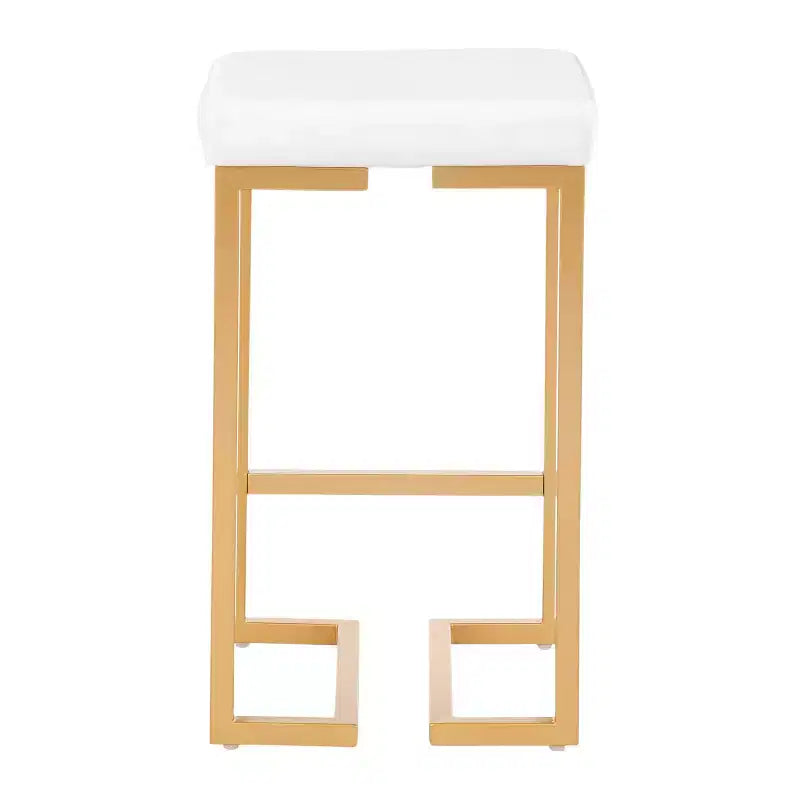 Set of 2 Midas 26" Gold Frame & White Velvet Seat Counter Height Barstool - LumiSource