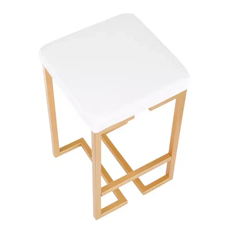 Set of 2 Midas 26" Gold Frame & White Velvet Seat Counter Height Barstool - LumiSource