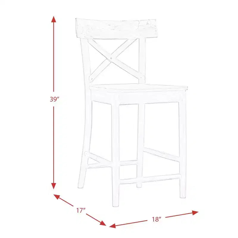 Picket House Furnishings 1pc Keaton Counter Height Barstool Beach: Mid-Century Modern, Acacia Frame, X-Back Design