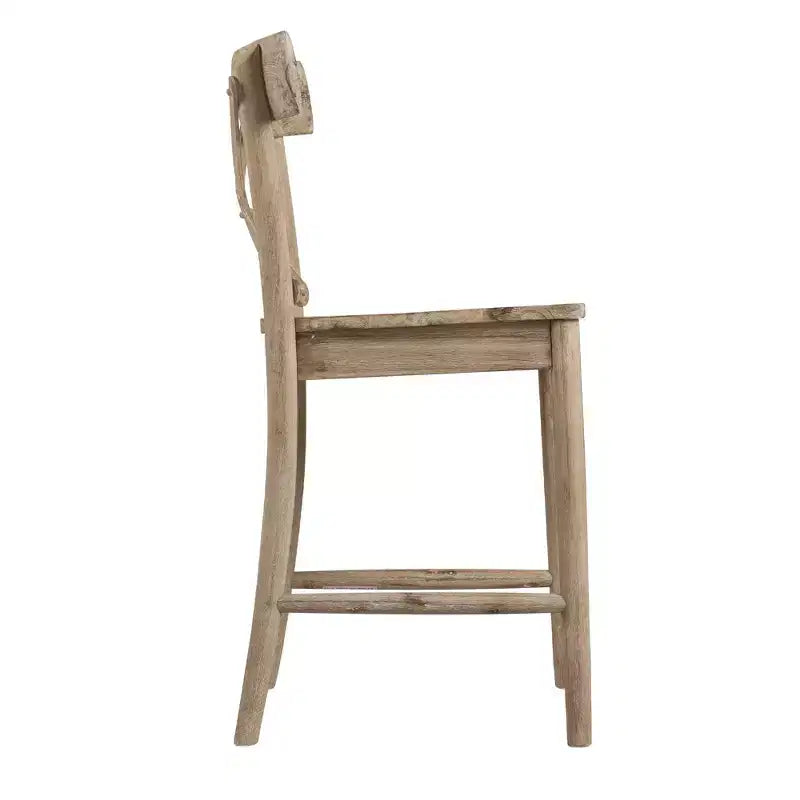 Picket House Furnishings 1pc Keaton Counter Height Barstool Beach: Mid-Century Modern, Acacia Frame, X-Back Design