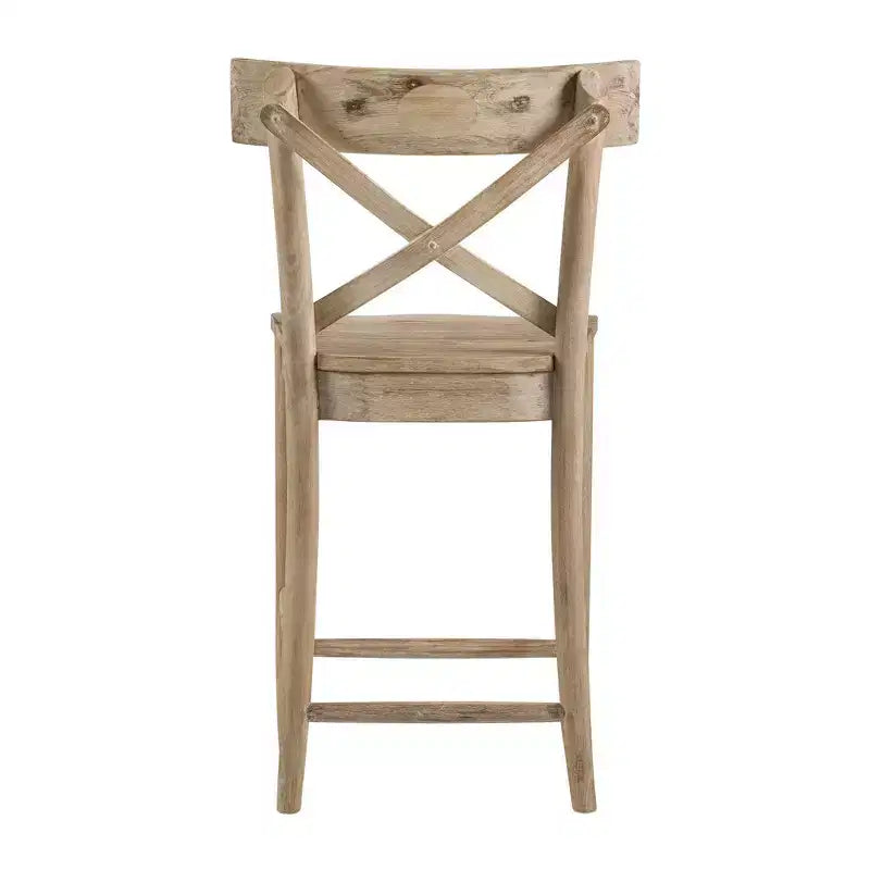 Picket House Furnishings 1pc Keaton Counter Height Barstool Beach: Mid-Century Modern, Acacia Frame, X-Back Design