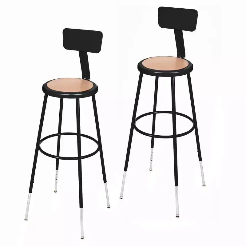 Hampden Furnishings Set of 2 32"-39" Height Adjustable Heavy Duty Steel Accent Barstools with Backrest Black: Modern Design