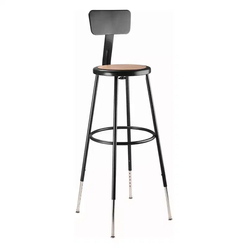 Hampden Furnishings Set of 2 32"-39" Height Adjustable Heavy Duty Steel Accent Barstools with Backrest Black: Modern Design