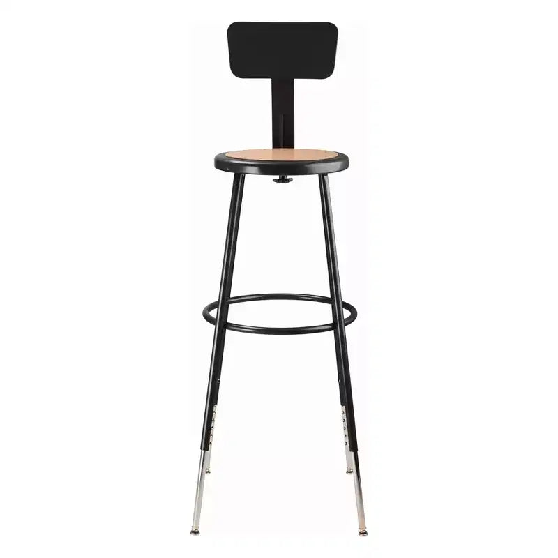 Hampden Furnishings Set of 2 32"-39" Height Adjustable Heavy Duty Steel Accent Barstools with Backrest Black: Modern Design