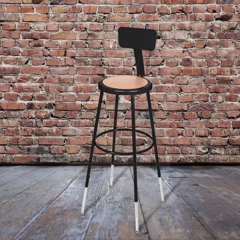 Hampden Furnishings Set of 2 32"-39" Height Adjustable Heavy Duty Steel Accent Barstools with Backrest Black: Modern Design