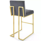 Sgabello da Bar Privy in Velluto con Prestazioni in Acciaio Inossidabile Oro/Antracite - Modway: Sedile Quadrato Imbottito, Design Moderno, Altezza Fissa