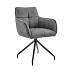 Sedia da pranzo in acciaio inossidabile spazzolato Noah Velvet Grigio Antracite - Armen Living: Peluche, Geometrico, Struttura in metallo