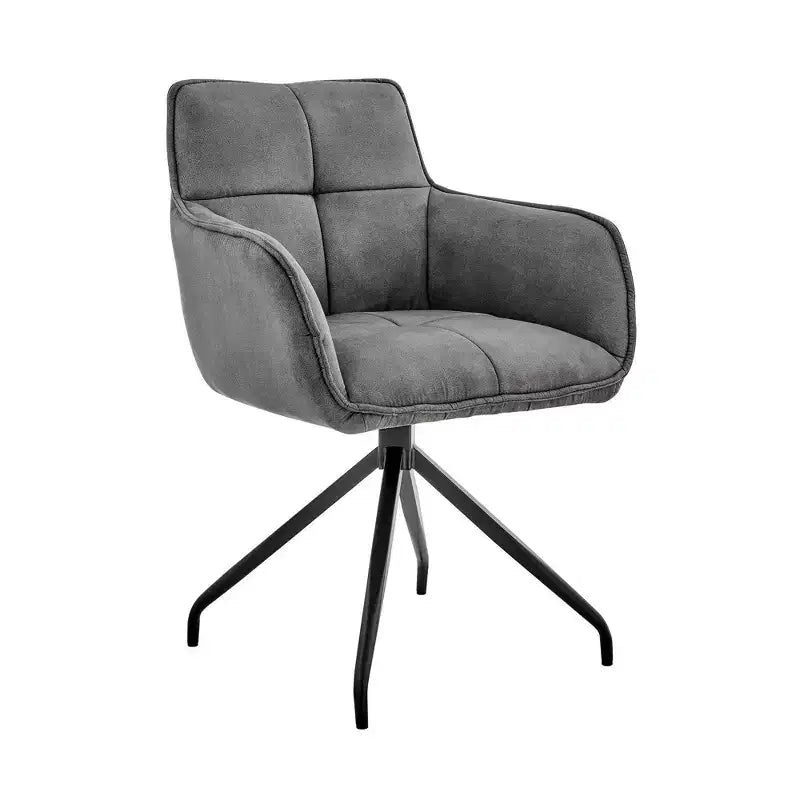 Sedia da pranzo in acciaio inossidabile spazzolato Noah Velvet Grigio Antracite - Armen Living: Peluche, Geometrico, Struttura in metallo