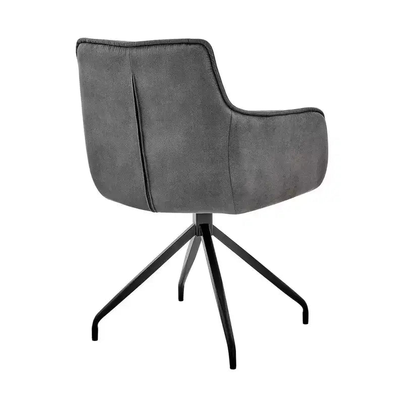 Sedia da pranzo in acciaio inossidabile spazzolato Noah Velvet Grigio Antracite - Armen Living: Peluche, Geometrico, Struttura in metallo