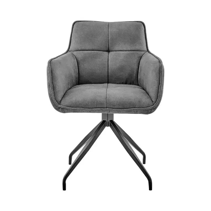 Sedia da pranzo in acciaio inossidabile spazzolato Noah Velvet Grigio Antracite - Armen Living: Peluche, Geometrico, Struttura in metallo