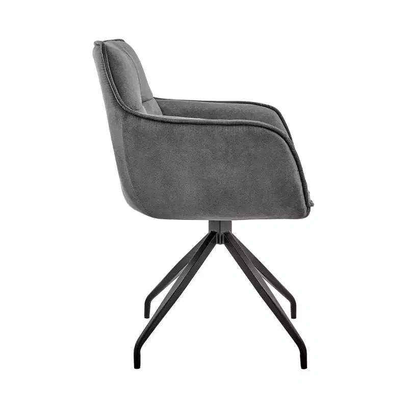 Sedia da pranzo in acciaio inossidabile spazzolato Noah Velvet Grigio Antracite - Armen Living: Peluche, Geometrico, Struttura in metallo