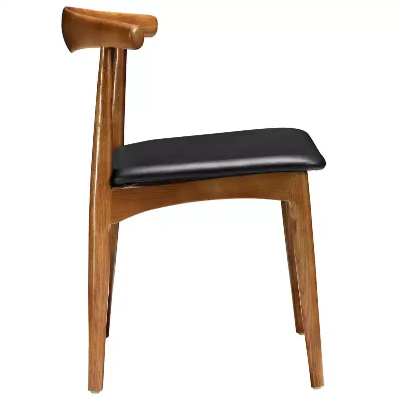 Sedia da pranzo Tracy nera - Modway: design di metà secolo, struttura in legno, rivestimento in vinile, nessun assemblaggio richiesto