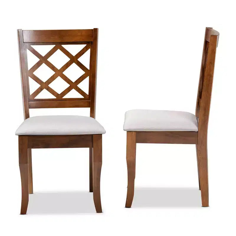 Set of 2 Verner Dining Chairs Gray/Walnut - Baxton Studio: Foam-Padded, Crisscross Back, Cabriole Legs