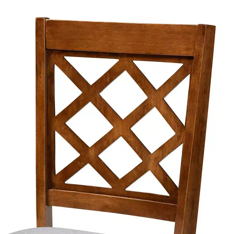 Set of 2 Verner Dining Chairs Gray/Walnut - Baxton Studio: Foam-Padded, Crisscross Back, Cabriole Legs