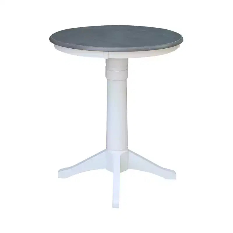 36" Counter Height Lane Round Pedestal Table White/Heather Gray - International Concepts: Solid Wood, Non-Extension