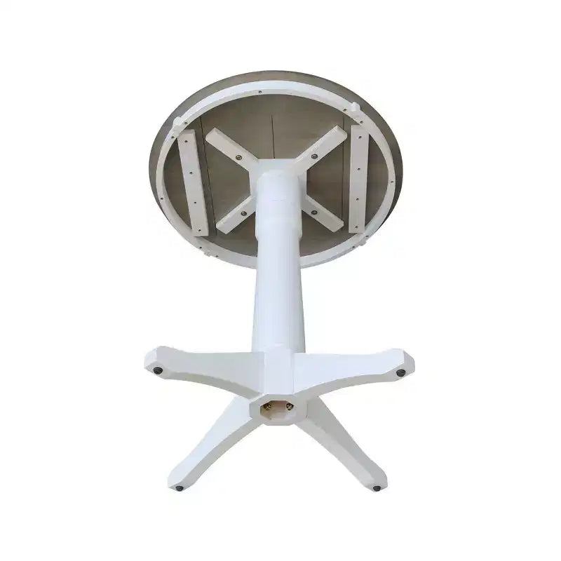 36" Counter Height Lane Round Pedestal Table White/Heather Gray - International Concepts: Solid Wood, Non-Extension