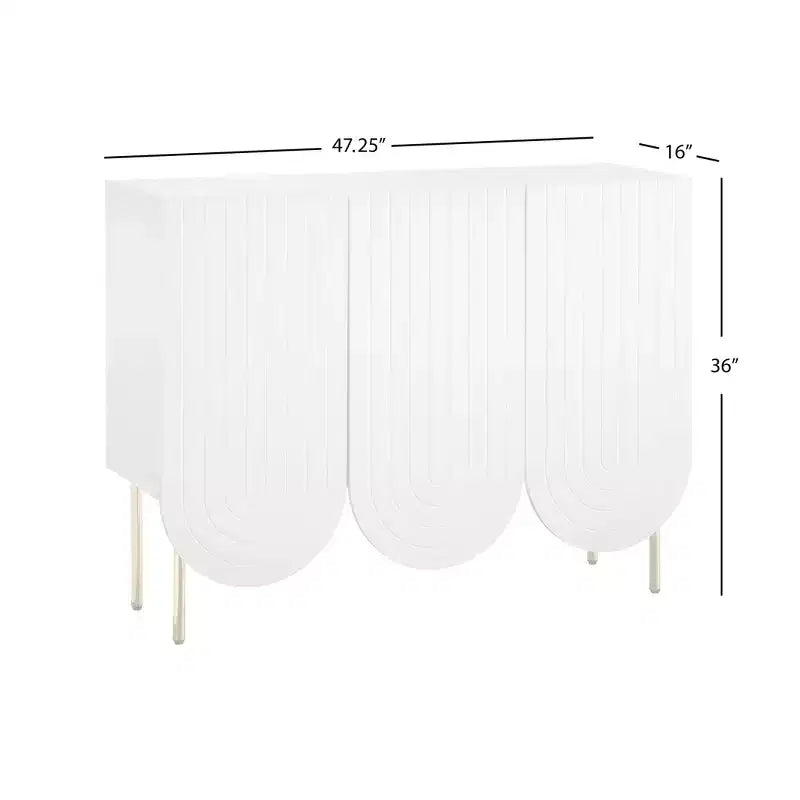 Lifestorey 3 Door Ingrid Mid Century Modern Scalloped Sideboard Lime Green