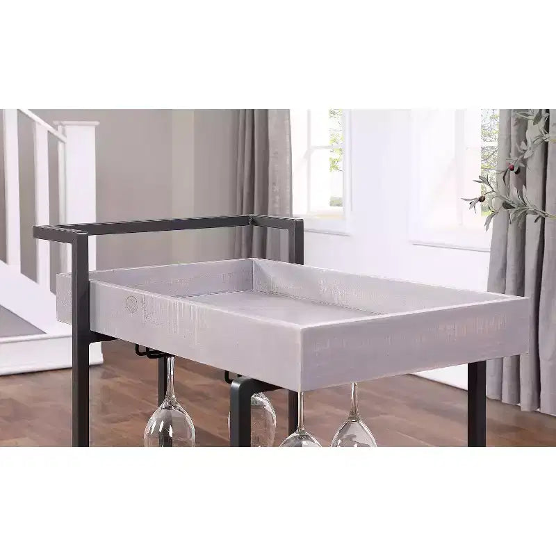 Ventner 2 Shelf Serving Cart Antique Gray - HOMES: Inside + Out: Rustic Wine & Drink Cart with Locking Wheels