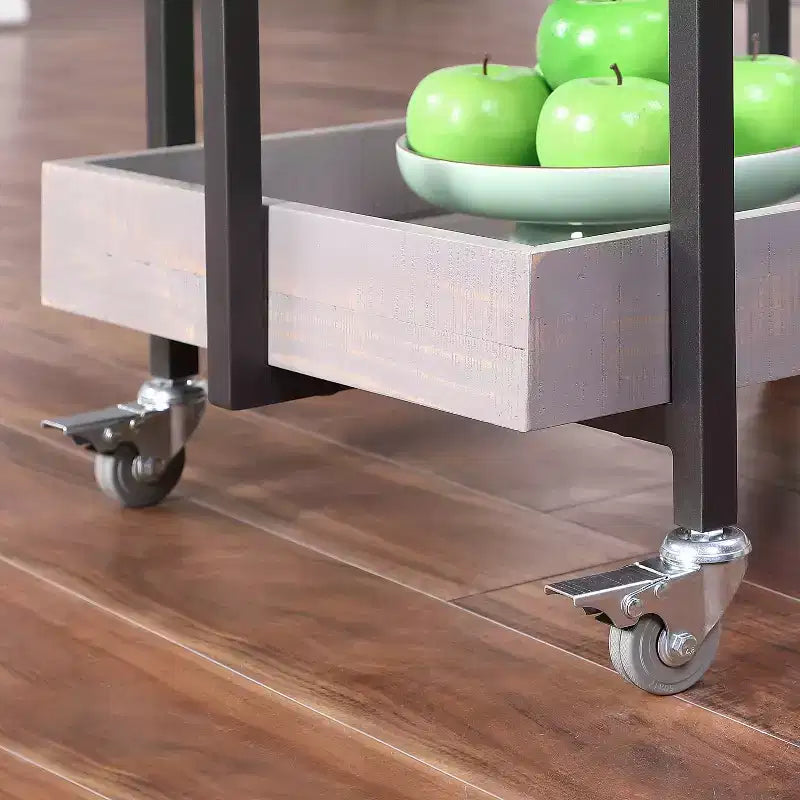 Ventner 2 Shelf Serving Cart Antique Gray - HOMES: Inside + Out: Rustic Wine & Drink Cart with Locking Wheels