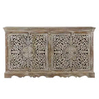 Madia intagliata in legno a 4 ante marrone - Timbergirl: Credenza rustica, nessun assemblaggio richiesto