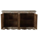 Madia intagliata in legno a 4 ante marrone - Timbergirl: Credenza rustica, nessun assemblaggio richiesto