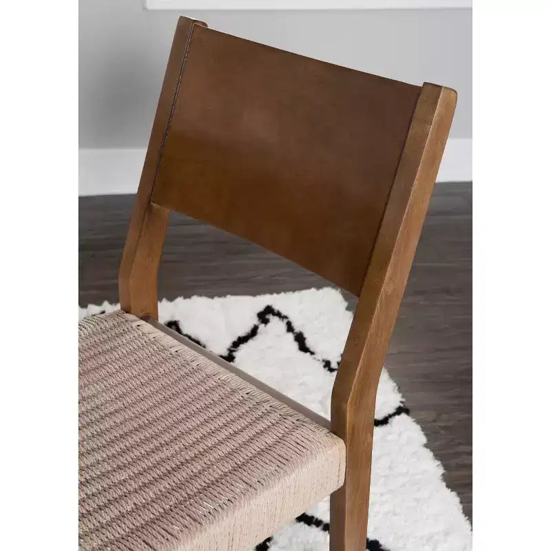 5pc Clara Dining Set with Rope Seat Chairs and Bench Brown - Powell