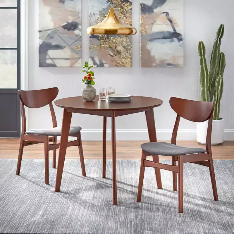 Buylateral Tania Mid Century Modern 35.5" Round Dining Table Walnut