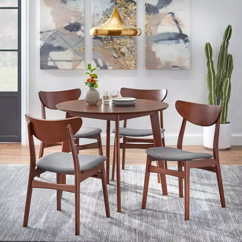 Buylateral Tania Mid Century Modern 35.5" Round Dining Table Walnut