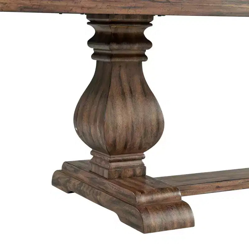 Picket House Furnishings Hayward Rectangle Standard Height Extendable Dining Table Walnut: Modern Double Pedestal, Seats 6