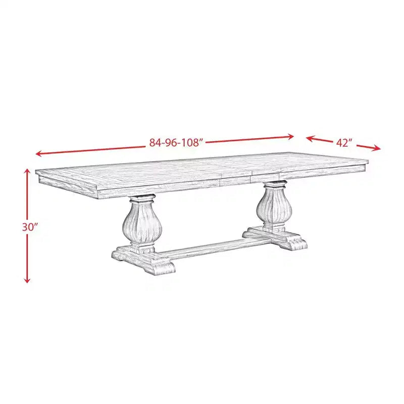 Picket House Furnishings Hayward Rectangle Standard Height Extendable Dining Table Walnut: Modern Double Pedestal, Seats 6