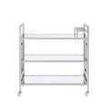 Harper Serving Bar Cart Chrome - Picket House Furnishings: Modern Glam, Tempered Shelves, Wheeled
