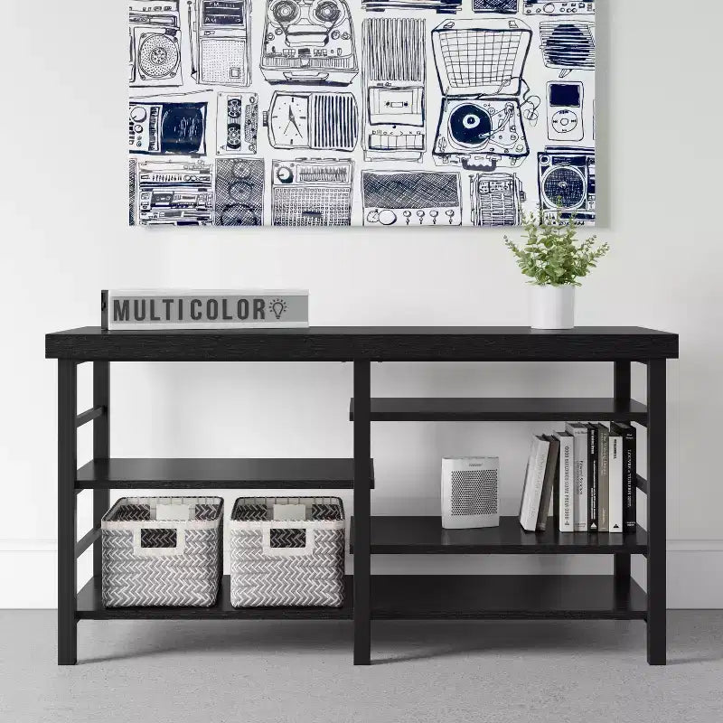 Mobile TV con Contenitore Regolabile per TV fino a 50", Finitura Effetto Legno Nero - Room Essentials™