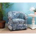 Powell Monahan Costal Roll Arm Swivel Club Chair Blue: Upholstered Polyester, No Assembly Required