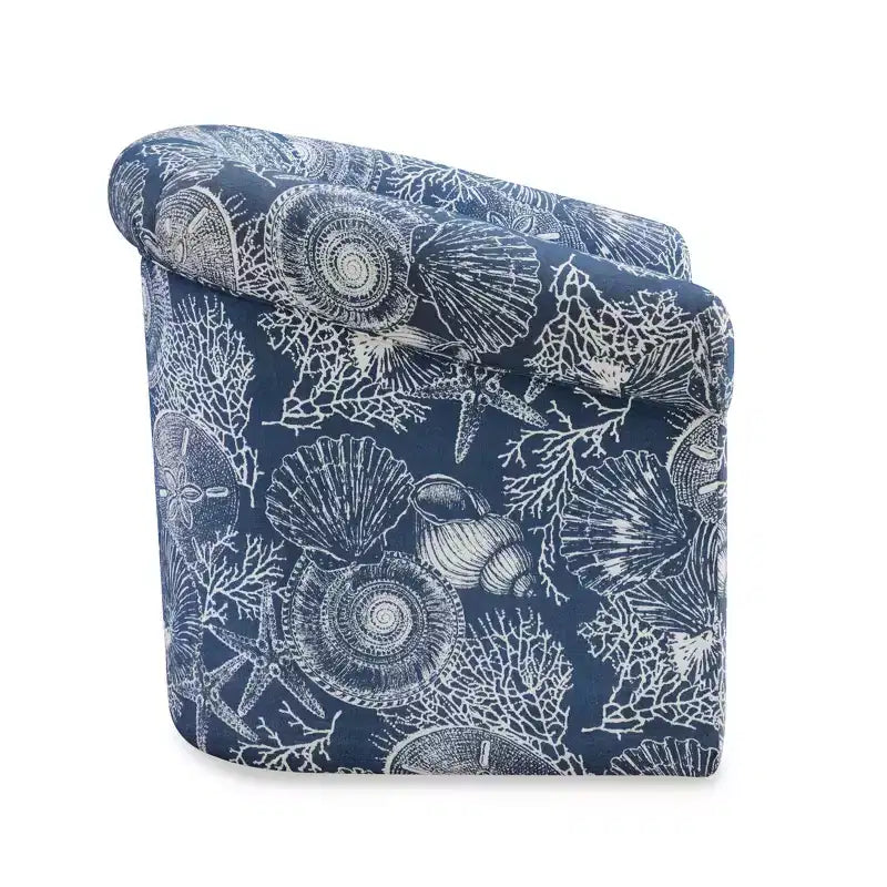 Powell Monahan Costal Roll Arm Swivel Club Chair Blue: Upholstered Polyester, No Assembly Required