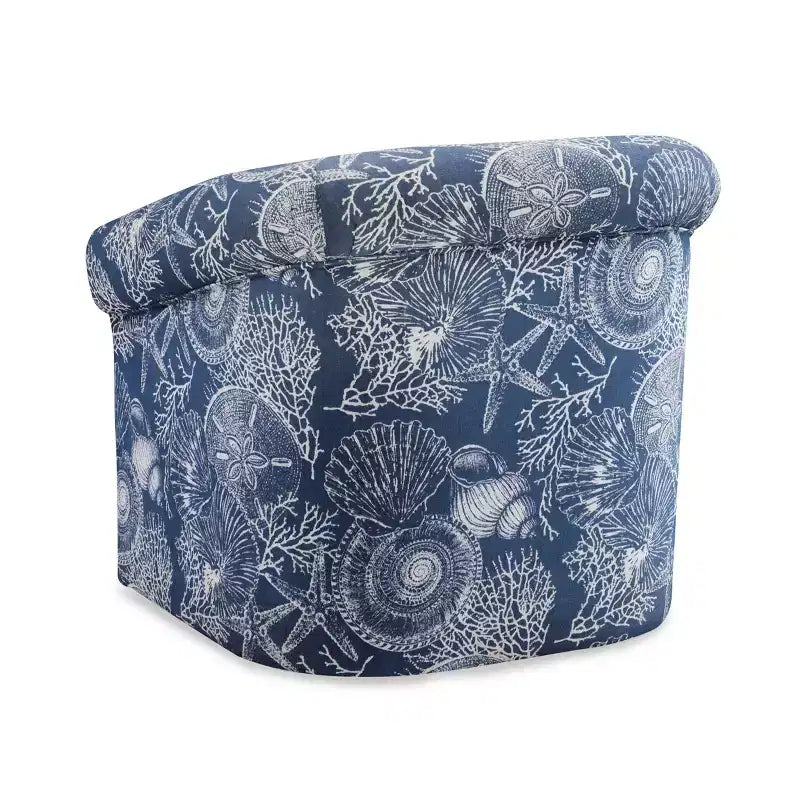Powell Monahan Costal Roll Arm Swivel Club Chair Blue: Upholstered Polyester, No Assembly Required
