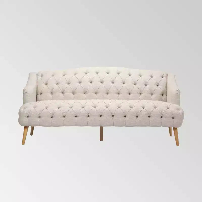 Christopher Knight Home Adelia Contemporary Tufted Sofa Beige: Modern Upholstered, 3-Seater, Wood Frame
