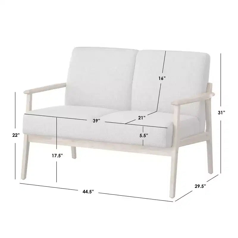 Lifestorey Beaumont Upholstered Solid Wood Frame Loveseat Natural/Beige