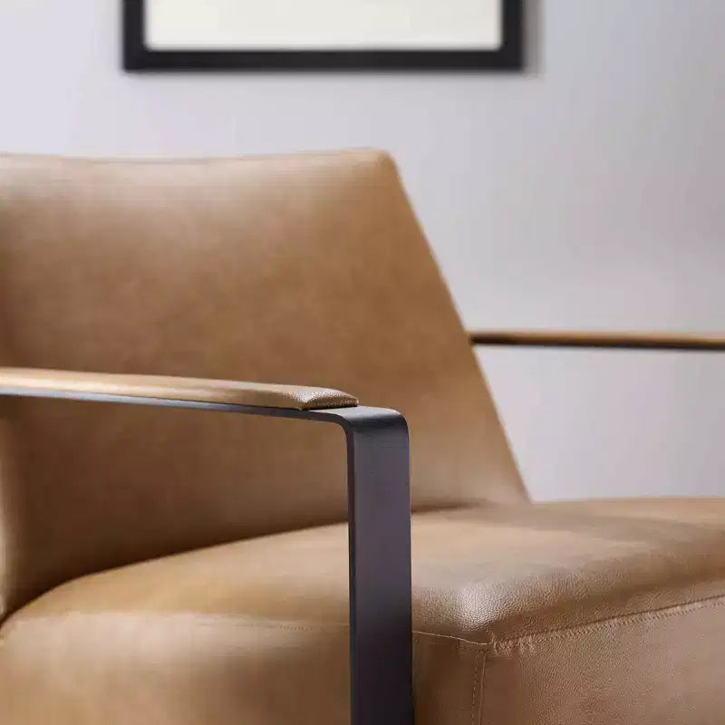 Poltrona imbottita in vinile Seg color talpa - Modway: moderna similpelle, gambe in acciaio inossidabile, per ufficio e camera degli ospiti