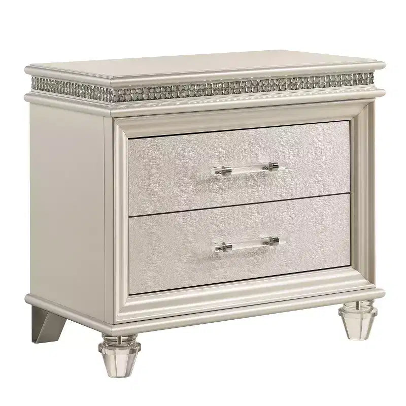 3pc California King Granite Bedroom Set with Nightstand and Chest Pearl White - HOMES: Inside + Out