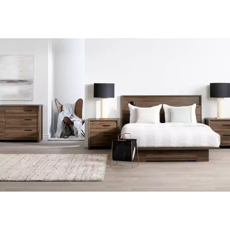 Tao 2 Drawer Nightstand Natural Walnut - South Shore