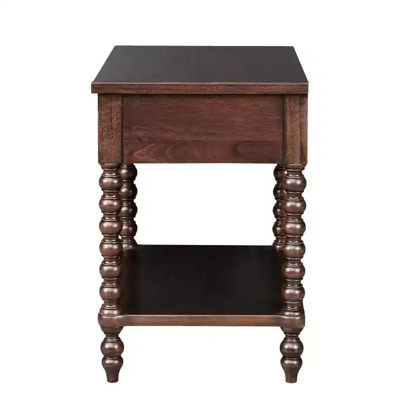 Beckett Nightstand Morocco Brown: Madison Park Bedside Table with Drawer, Modern Rubberwood Veneer