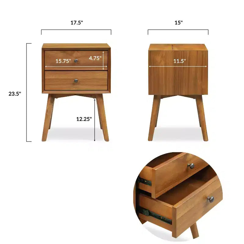 Edgemod Dorsey Mid-Century Nightstand Light Brown