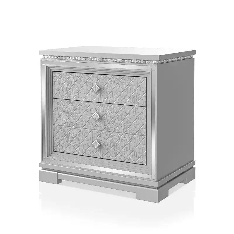 Tenaya 2 Drawer Nightstand with Hidden Drawer and USB Ports Silver - HOMES: Inside + Out