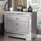 Comodino a 2 cassetti Tenaya con cassetto nascosto e porte USB Argento - HOMES: Inside + Out