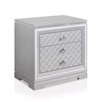 Comodino a 2 cassetti Tenaya con cassetto nascosto e porte USB Argento - HOMES: Inside + Out