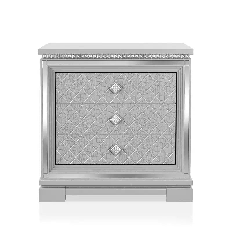 Comodino a 2 cassetti Tenaya con cassetto nascosto e porte USB Argento - HOMES: Inside + Out