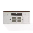 Shelby Corner TV Stand for TVs up to 65" White - Crosley: Beveled Glass Doors, Media Storage, Cable Management