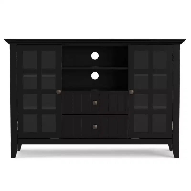 Normandy Solid Wood Wide Rustic TV Stand for TVs up to 53" Black - WyndenHall: Media Storage, Adjustable Shelves