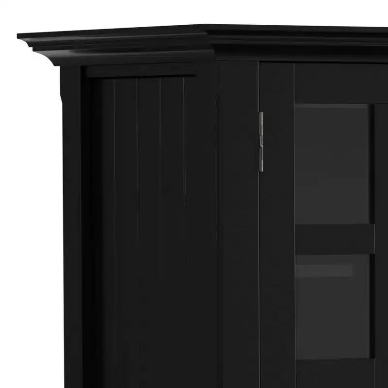 Normandy Solid Wood Wide Rustic TV Stand for TVs up to 53" Black - WyndenHall: Media Storage, Adjustable Shelves