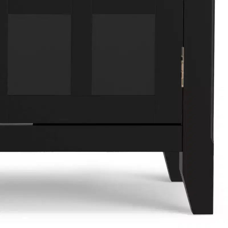 Normandy Solid Wood Wide Rustic TV Stand for TVs up to 53" Black - WyndenHall: Media Storage, Adjustable Shelves